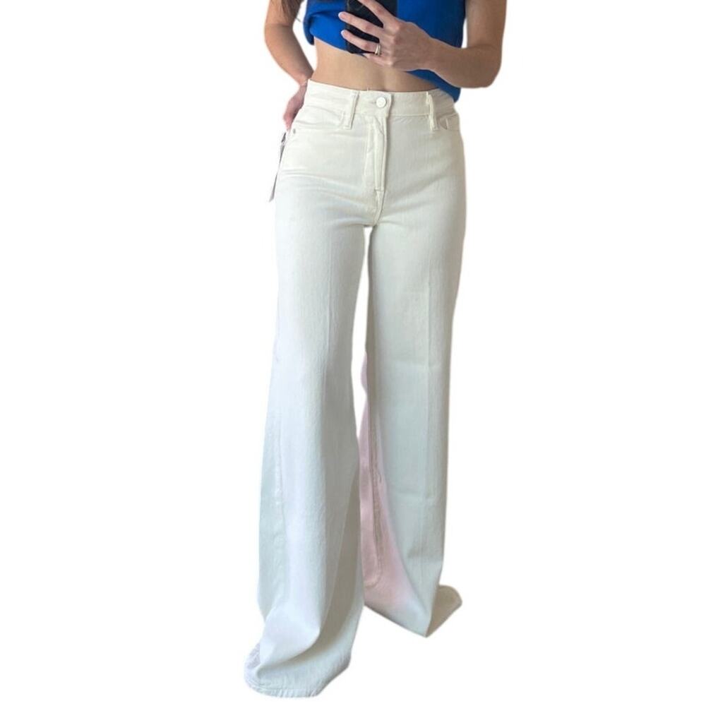 FRAME Le Palazzo Off White High-rise Wide-leg Denim Jeans Size 24